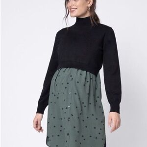 Seraphine Black and Green maternity Mini Dress